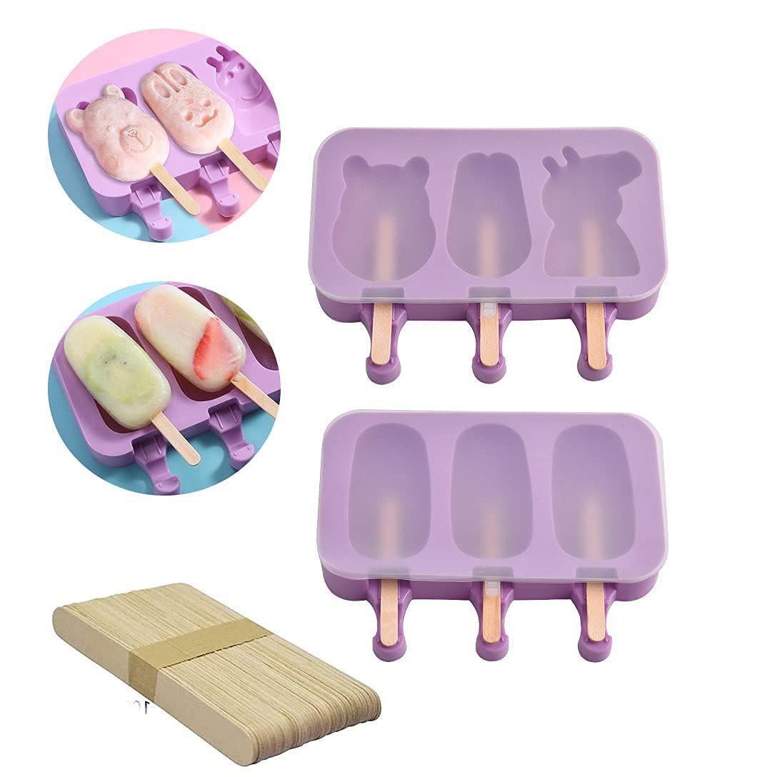 ELEPHANTBOAT Ice Cream Mould for Popsicles with 6 Slots and 100 Sticks | Food Grade Silicone