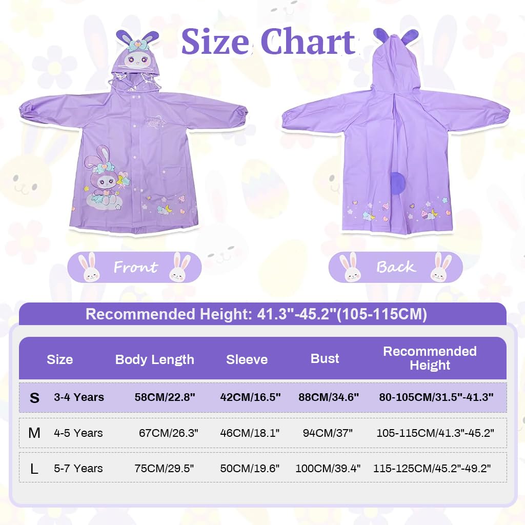 SNOWIE SOFT Hooded Raincoat for Kids with Wide Brim and Reflective Strip | EVA 3 PCS Set for 3–4 Years 85–105cm