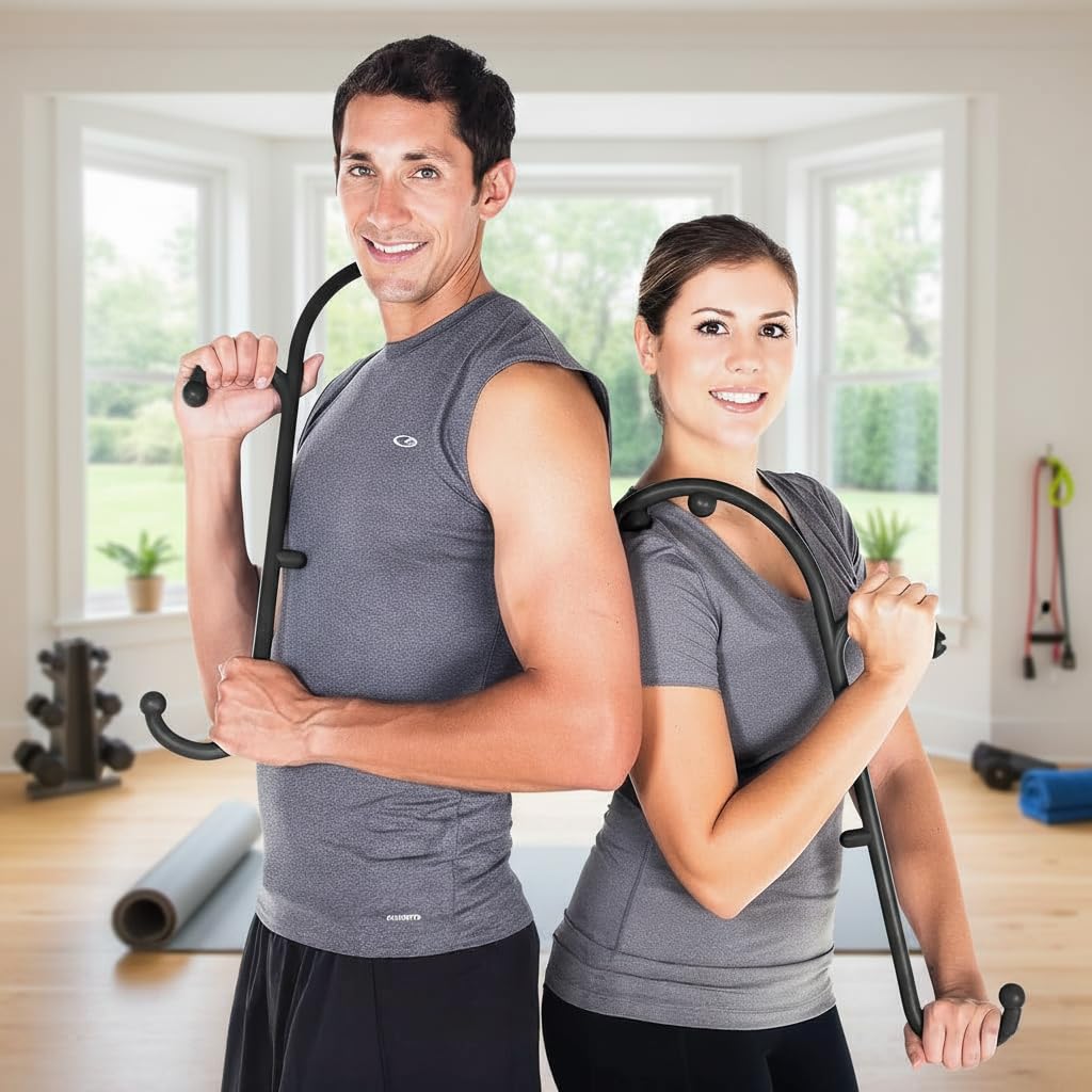 HANNEA Back Neck and Shoulder Massager for Pain Relief featuring Ergonomic Hook Design | Gift for Relaxation and Muscle Recovery