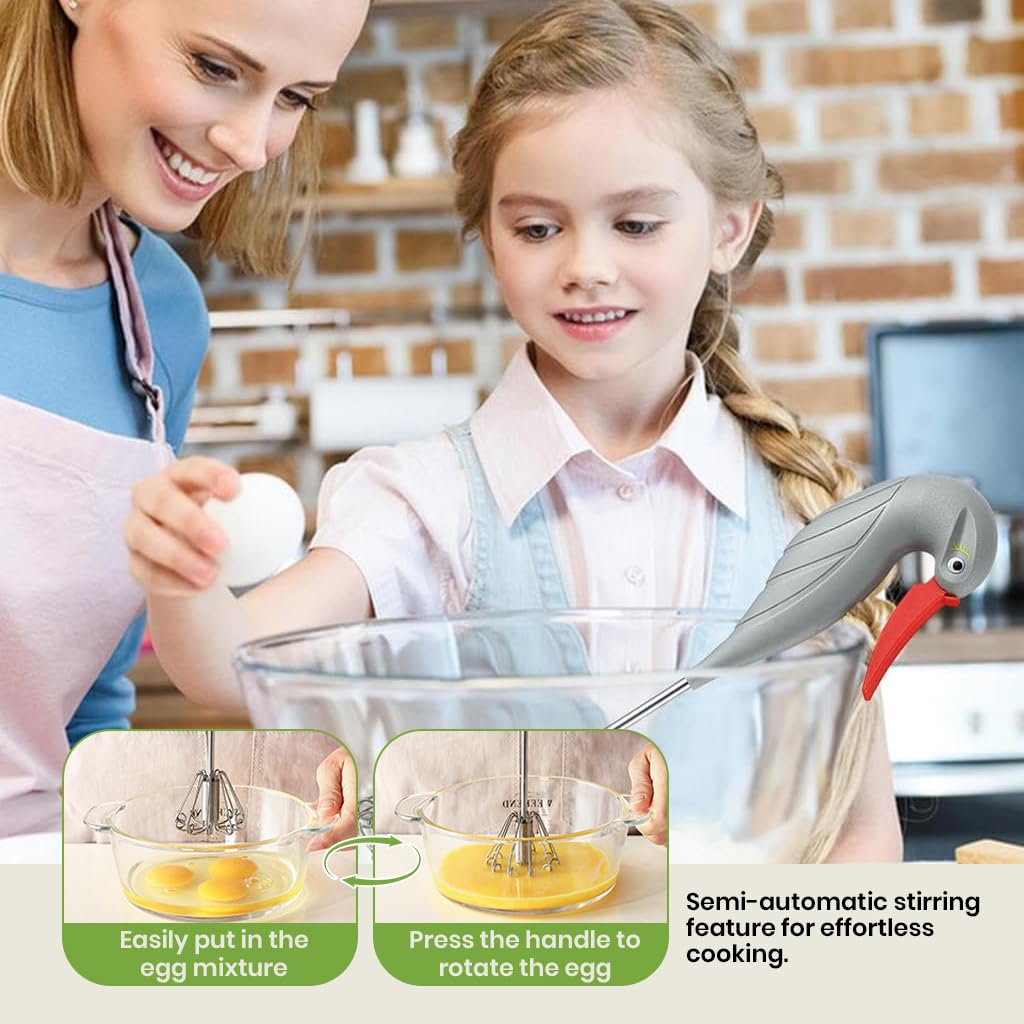 Supvox Eggbeater for Whipping and Blending featuring Squeeze Trigger Mechanism and Stainless Steel