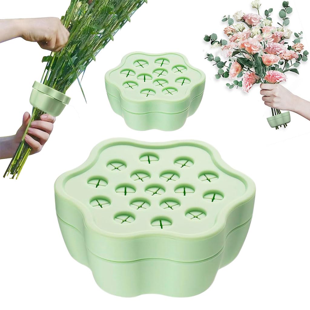 HASTHIP® 2Pcs Spiral Ikebana Stem Holder Ring, Silicone Spiral DIY Stem Holder for Flower Spiral DIY Bouquet Twister Flower Holder  (Green L+S )