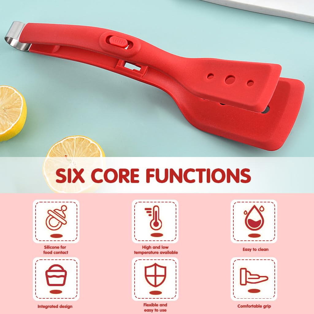 Supvox Fish Turner Spatula for Non Stick Pans with Locking Tongs | Heat Resistant Cooking Utensil