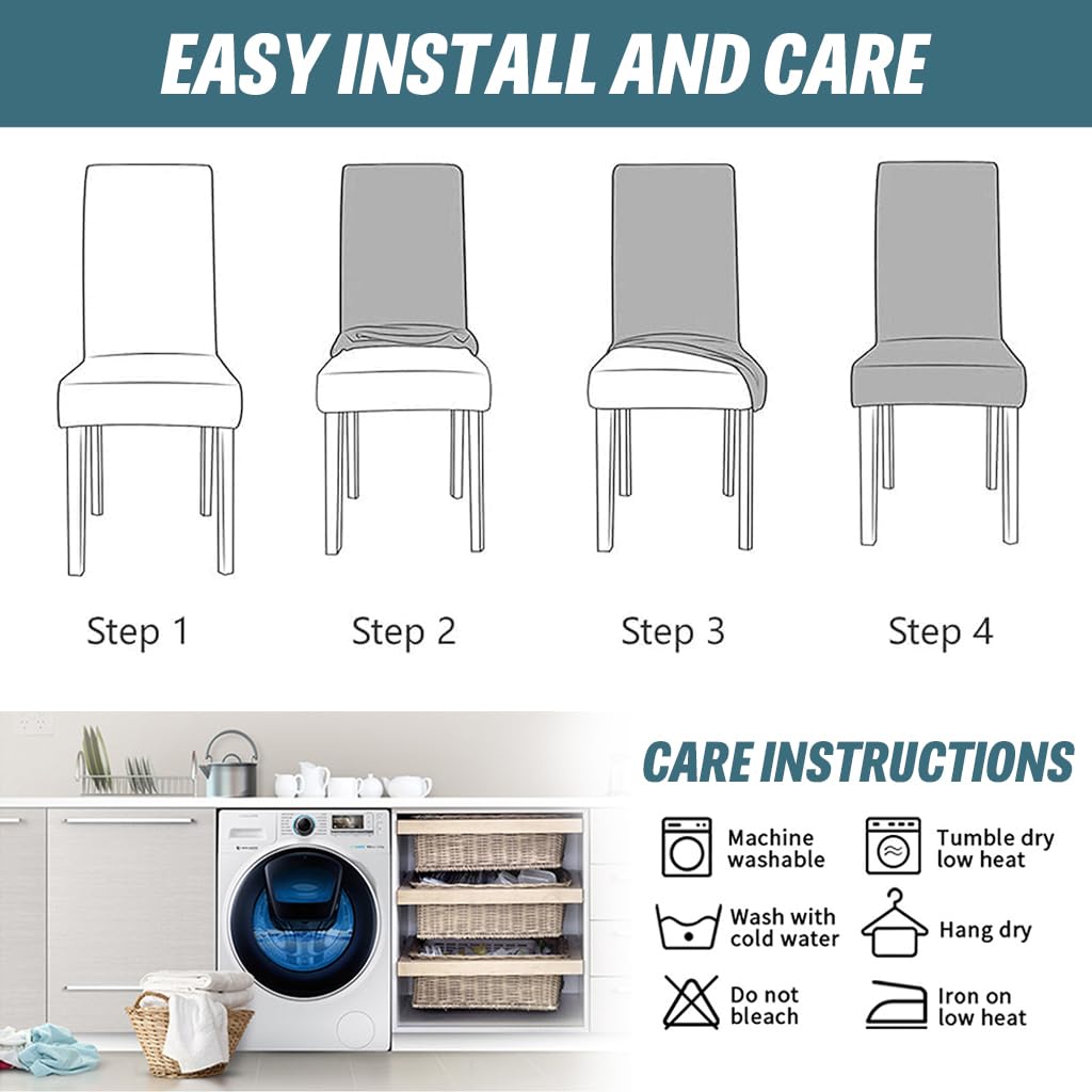 HASTHIP Dining Chair Covers for 14–18 in Seats with Non Slip Elastic Edge | Velvet Blue Set of 6