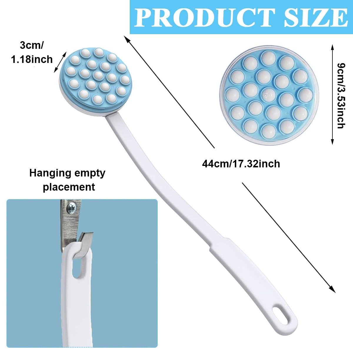 MAYCREATE® Back Lotion Applicator and Massager, Handheld Long Handled Easy Reach Roll-On for Sunscreen, Cream, Shower Gel on Back, Legs and Feet Massaging Tool