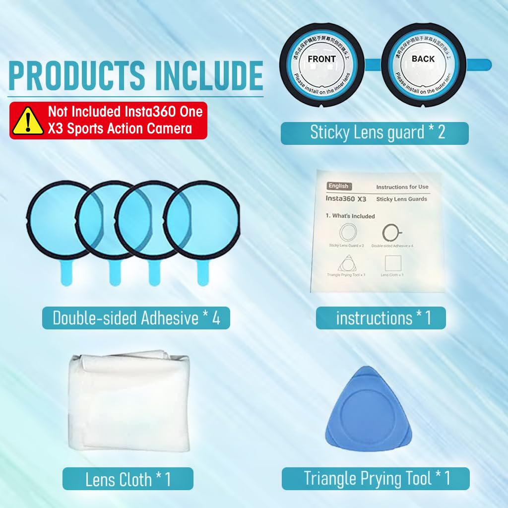 Insta360 One X3 Lens Cover with 9H Hardness Self Adhesive PC Material | Scratch Proof Protection