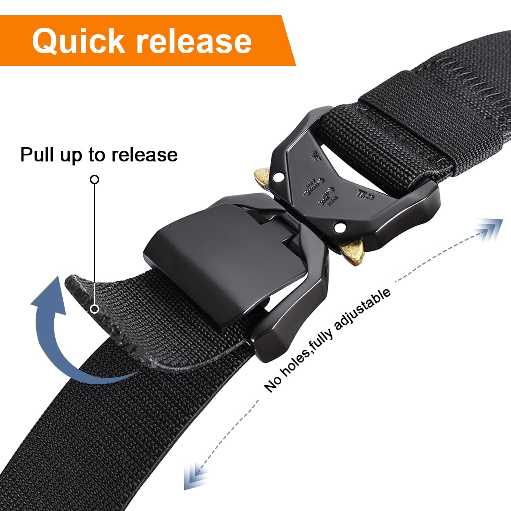 Proberos Mens Tactical Belt with 1.5 in Quick Release Buckle for Work and Hiking | 2 Pack Canvas