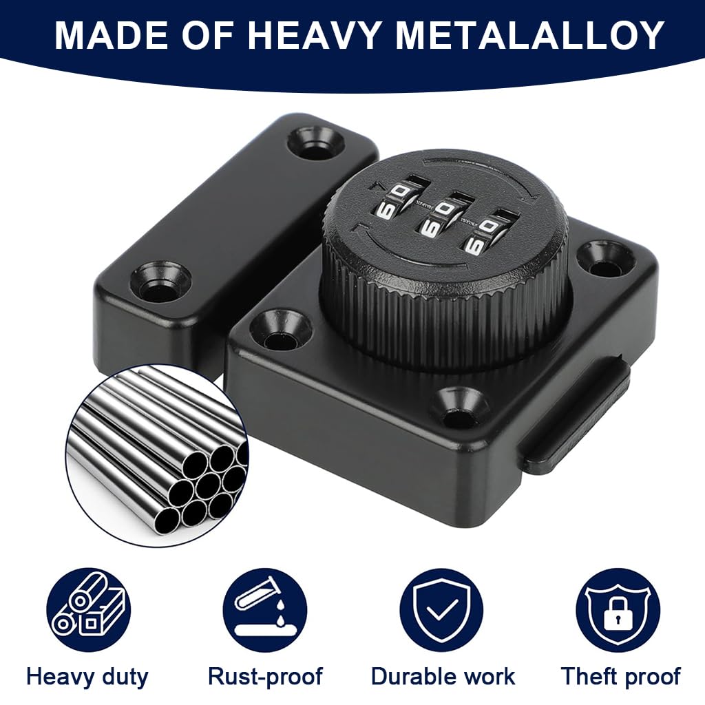 HASTHIP Password Door Lock for Interior & Exterior Doors with 3-Digit Keyless Latch | Heavy Duty Zinc Alloy