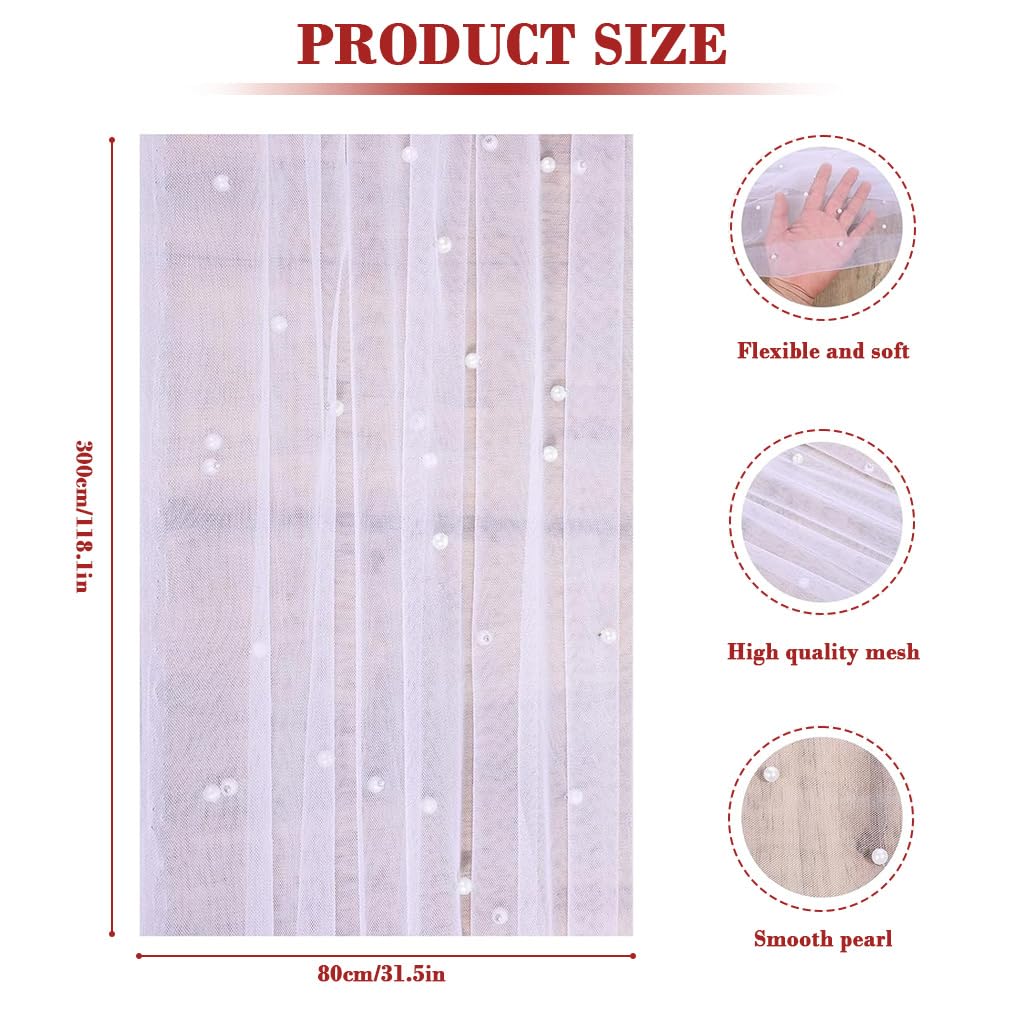 HASTHIP Table Runner for Weddings and Parties with Pearl Embellished Lace 80x300cm | Elegant Sheer Dining Decor