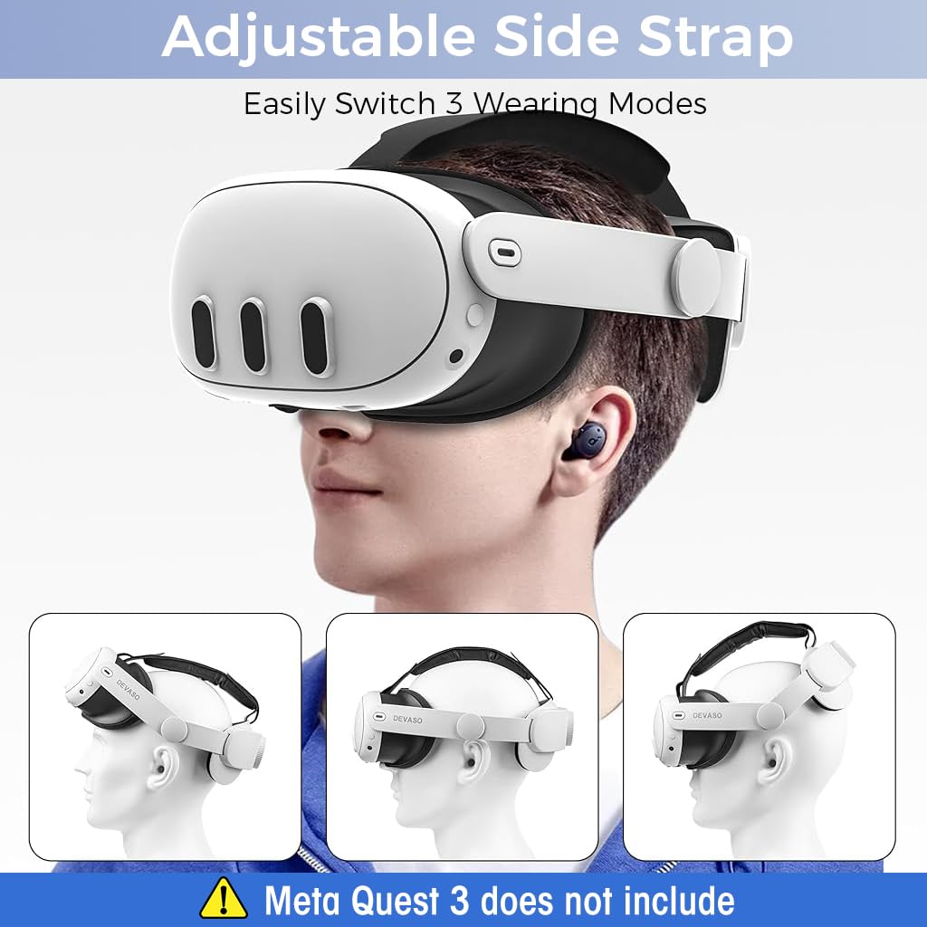 Verilux® Adjustable Head Strap for Oculus Quest 3 Replacement Elite Strap for Meta Quest 3 Enhanced Support Lightweight Skin-Friendly Head Strap for Meta Quest 3, No Meta Quest 3 Included