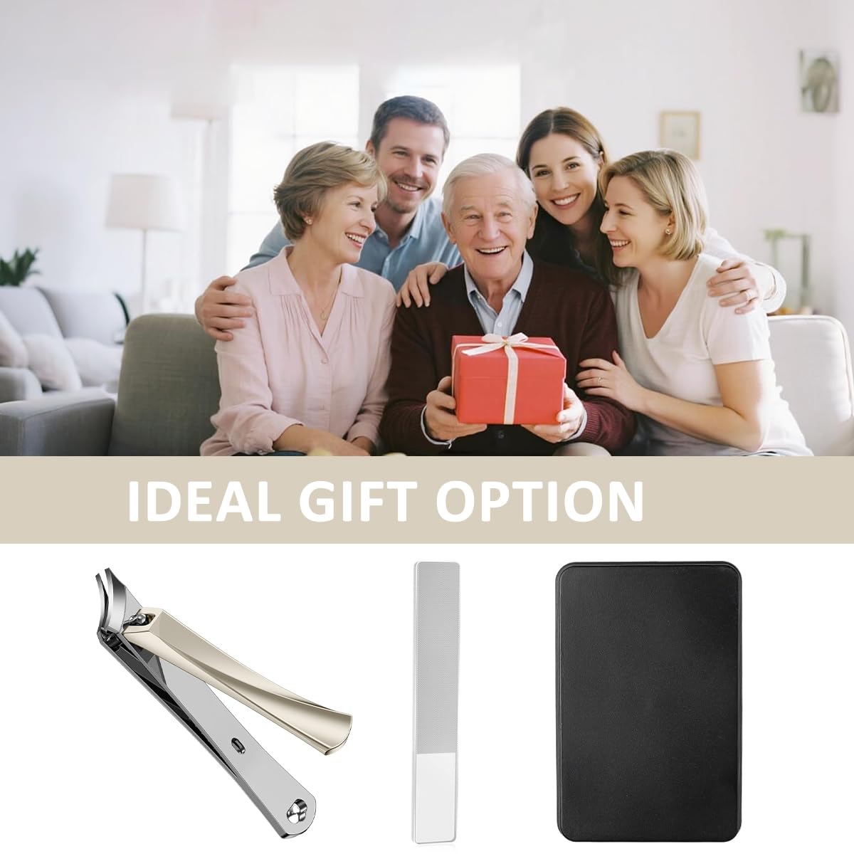 MAYCREATE Nail Clipper Set with Slanted Edge and Nail Filer in Compact Travel Case | Gift for Men and Women