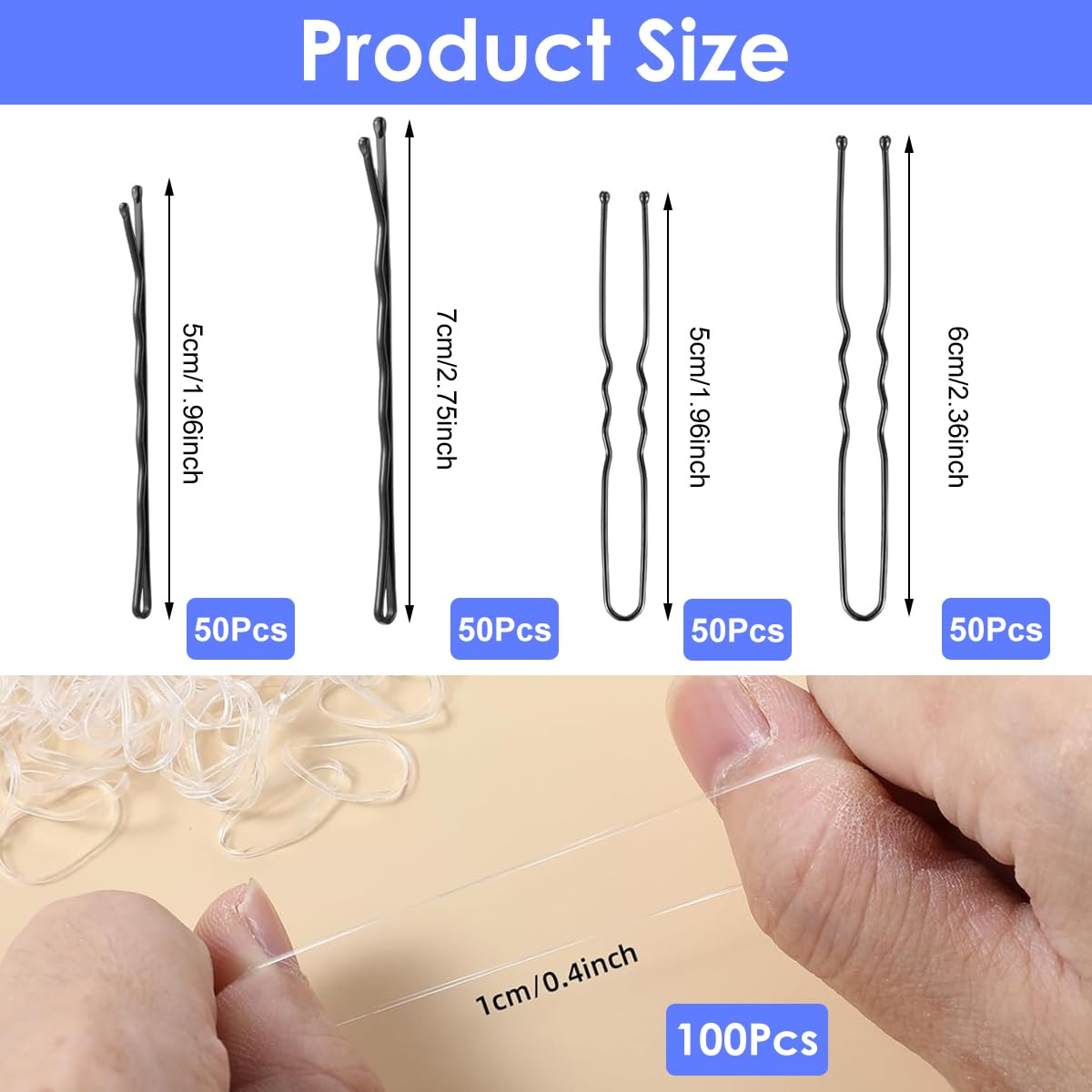 MAYCREATE Bobby Pins Set for Updos and Stray Strands with 300pcs and Black Metal Finish | Girls Women Hair Accessories