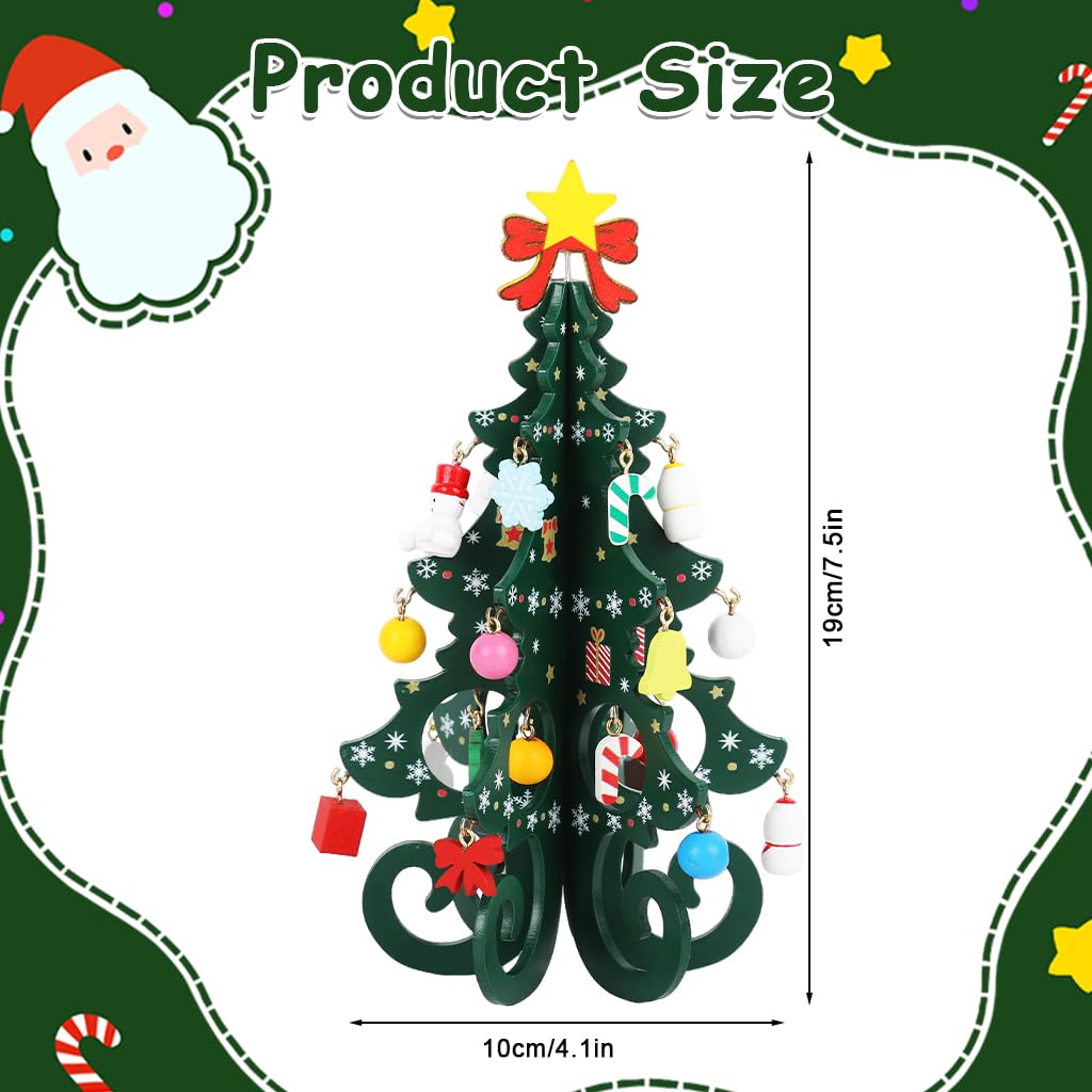 Supvox Christmas Decorations for Home Table featuring DIY Wooden Tree with Cartoon Charms