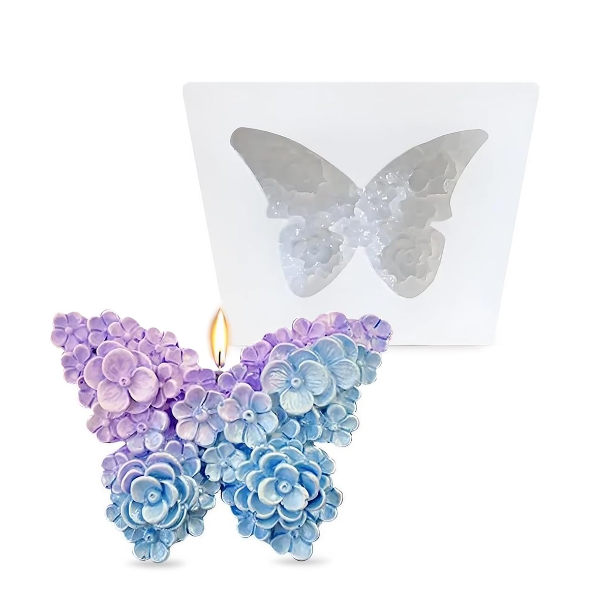 HASTHIP® 3D Flower Butterfly Silicone Mold DIY Crafting Butterfly Silicone Resin Mold Flower Butterfly Silicone Molds for Scented Candles, Handmade Soap, Resin Desk Decor, Cake Decorating, 5x3.6cm