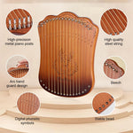 PATPAT® Lyre Harp 17-String Lyra Harp Kit, Mahogany Stringed Musical Instruments with Extra 17 Strings, Tuning Wrench, Finger Picks & EVA Gig Bag Starter Music Instrument for Adults Kids