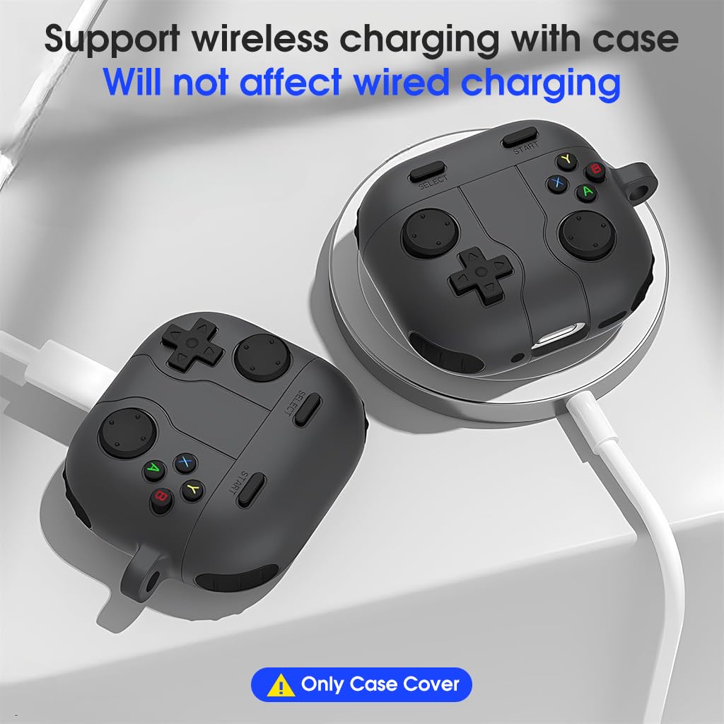 ZORBES Earbuds Case Cover for AirPods 4 with Carabiner and Retro Gaming Design | Silicone Protection