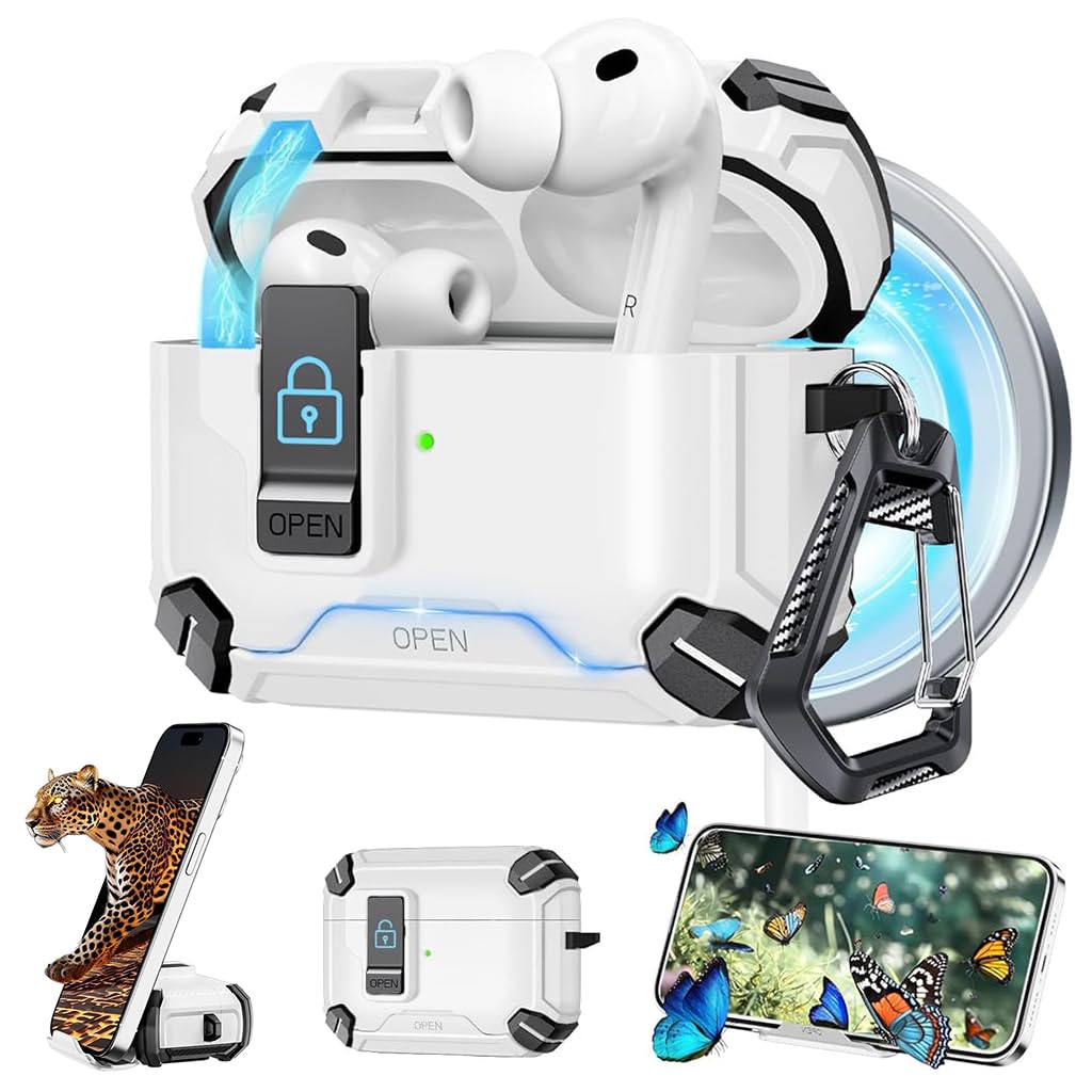 ZORBES AirPods Pro 3 Case with Magnetic Lock and TPU PC Cover | Desk Phone Bracket