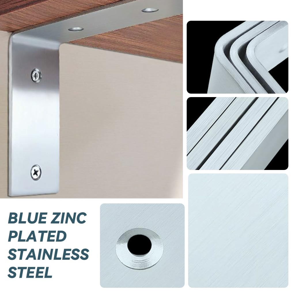 Serplex Metal Shelf Brackets for Wall and Wardrobe Shelves with 5 Screw Holes | 24Pcs Galvanized Steel 4cm Right Angle Supports