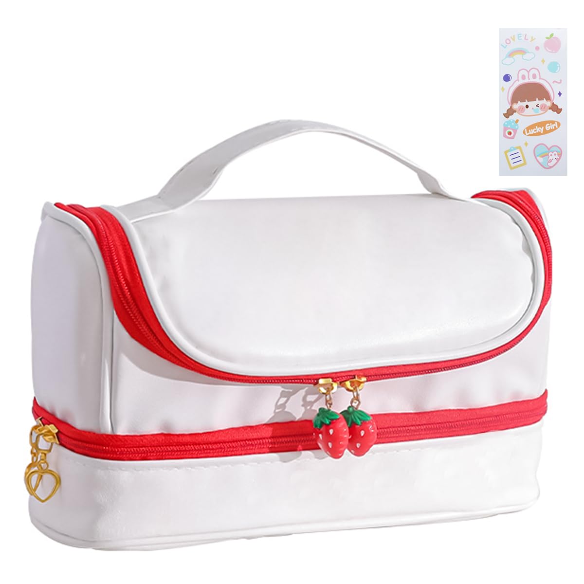 Climberty Pencil Pouch for Girls with Double Layer Design and Handle | 8.6×6.2×3.7 in Waterproof PU