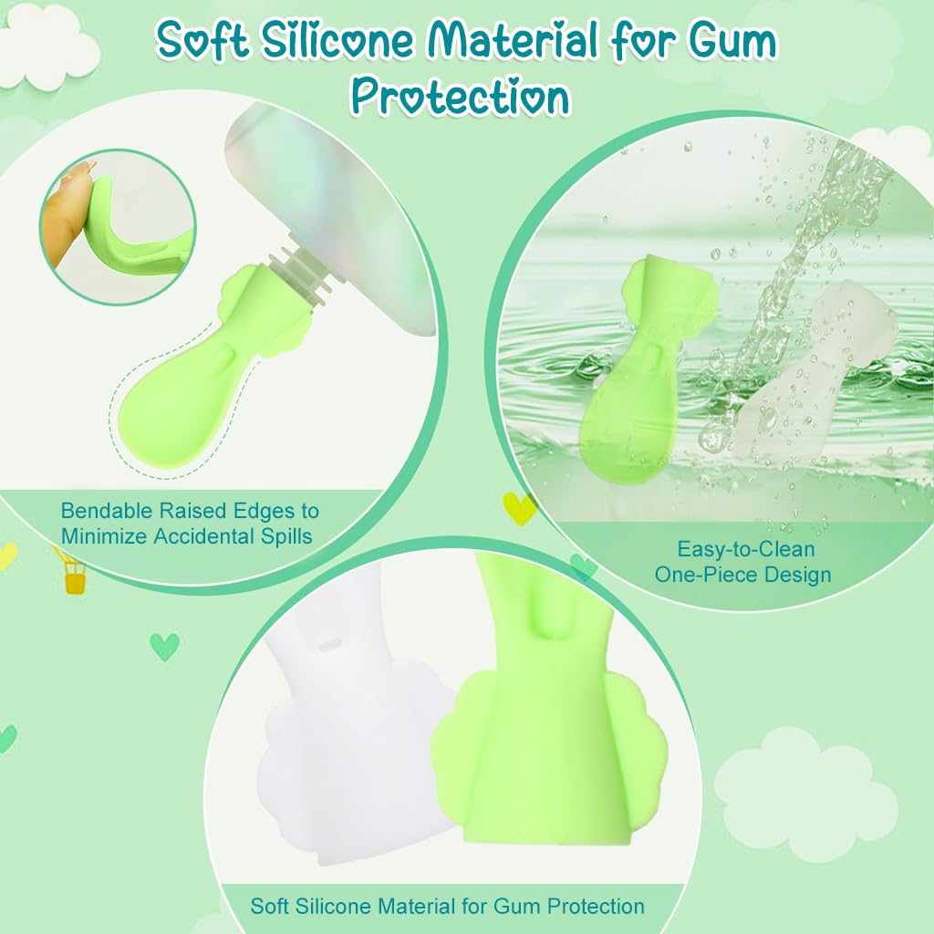 SNOWIE SOFT Baby Spoon for Puree Pouches featuring 2 in 1 Straw Spoon Design | 2 Pcs Silicone Feeding Attachment