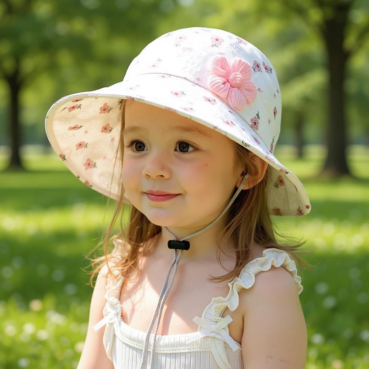 SNOWIE SOFT Baby Sun Hat with Wide Brim & Adjustable Closure for Girls Aged 1–5 | Soft Cotton UV Protection Pink Beach Cap