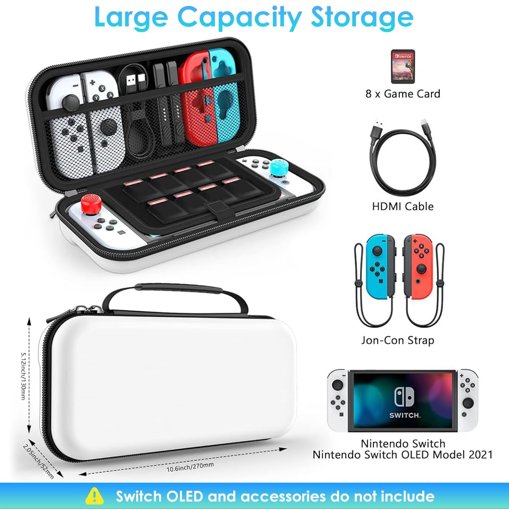ZORBES Carrying Case for Switch and Switch OLED with 8 Game Slots and Full Open Zipper | EVA Anti Scratch Portable Storage Bag