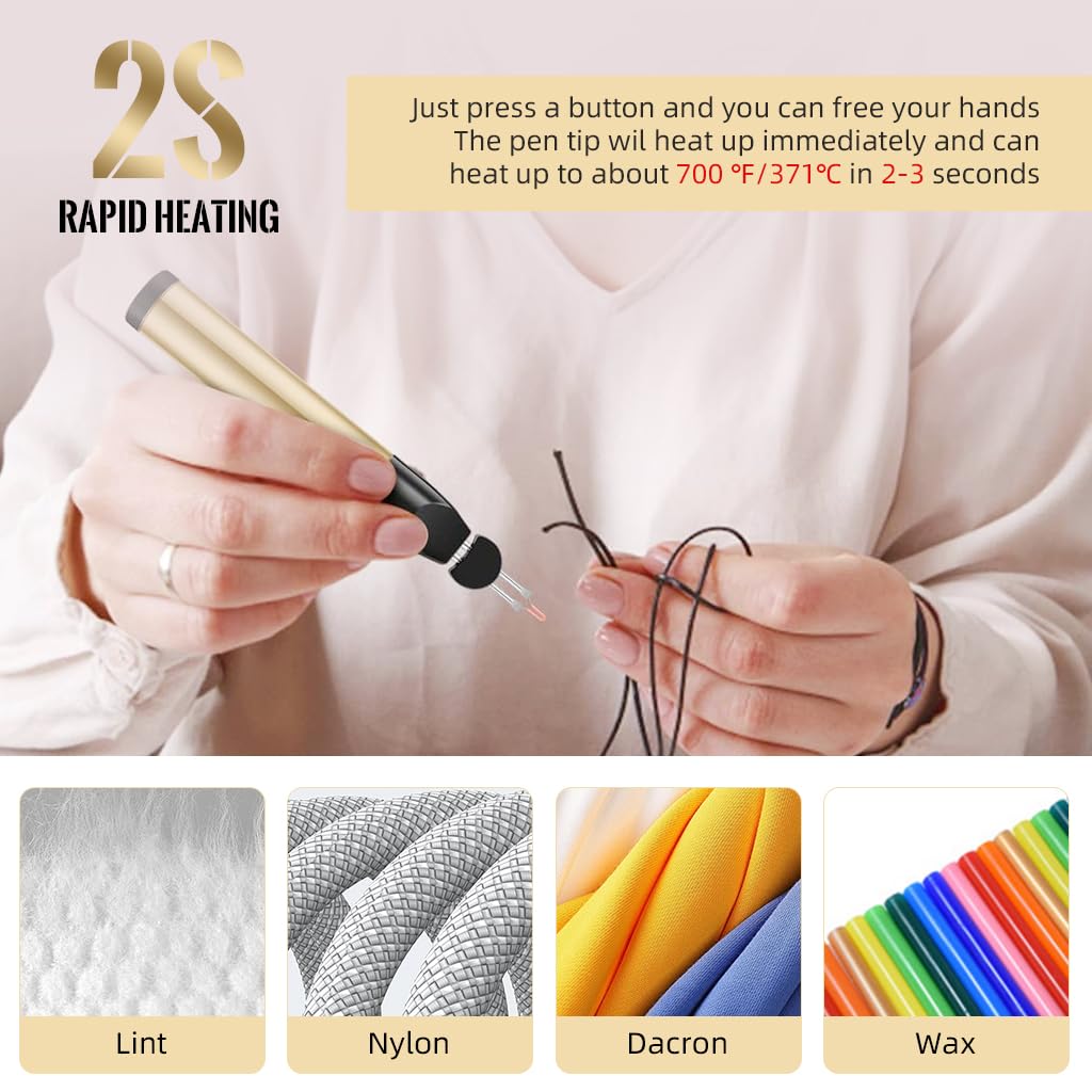 Supvox Thread Burner Tool for Jewelry Making with 1832°F Rapid Heating & Tungsten Tip Precision | Battery Operated Craft Cord Sealer