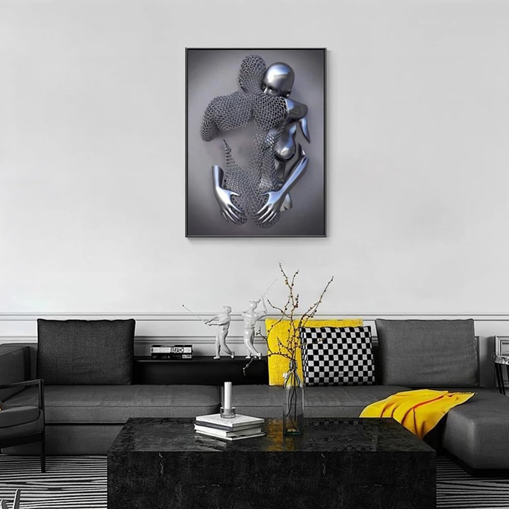 HASTHIP 3D Painting Metal Figure Wall Art for Bedroom and Living Room | 30x40cm Canvas Print