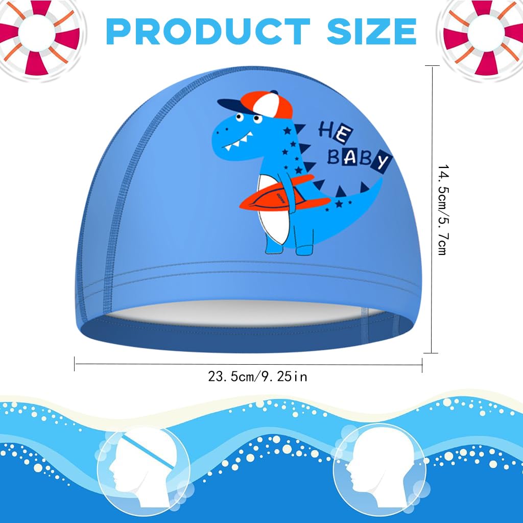 Proberos Swimming Cap for Kids with PU Coated Elastic Fit 3 pcs | Waterproof and Chlorine Resistant