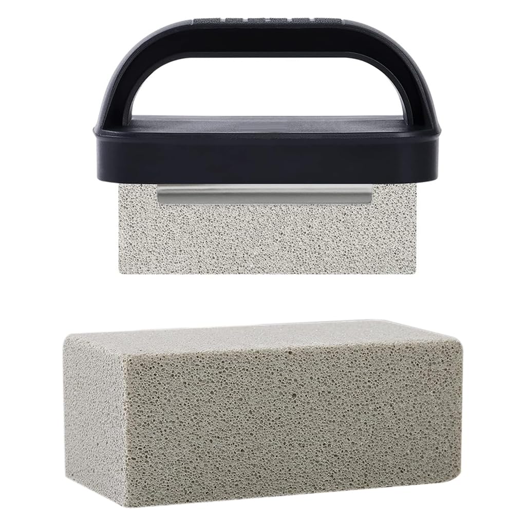 Supvox Grill Cleaner for BBQ and Blackstone Flat Top featuring 11.5×6×4.8cm Pumice Stone with Handle | Rust and Stain Removal Tool