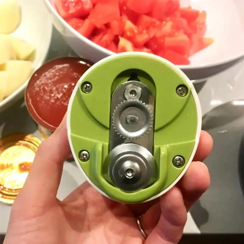 Supvox® Stainless Steel Manual Can Opener - Easy Twist & One-Touch Release, Versatile Opener for Kitchen, Tin Can Cutter, Anti-Slip, Manual Universal Can Opener (Green)