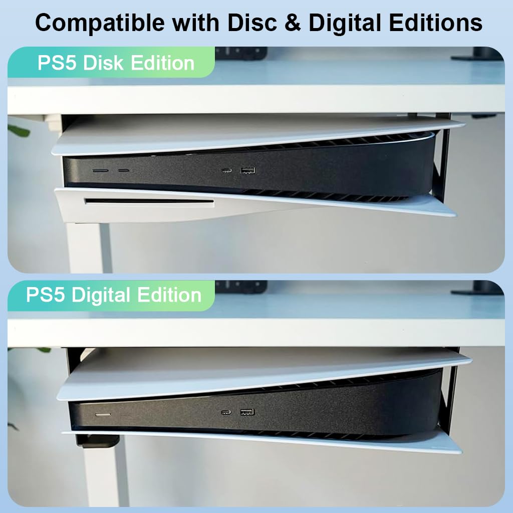 ZORBES Under Desk Holder for PS5 with Screwfix Mount and 2mm Carbon Steel Build | Space Saving Console Storage