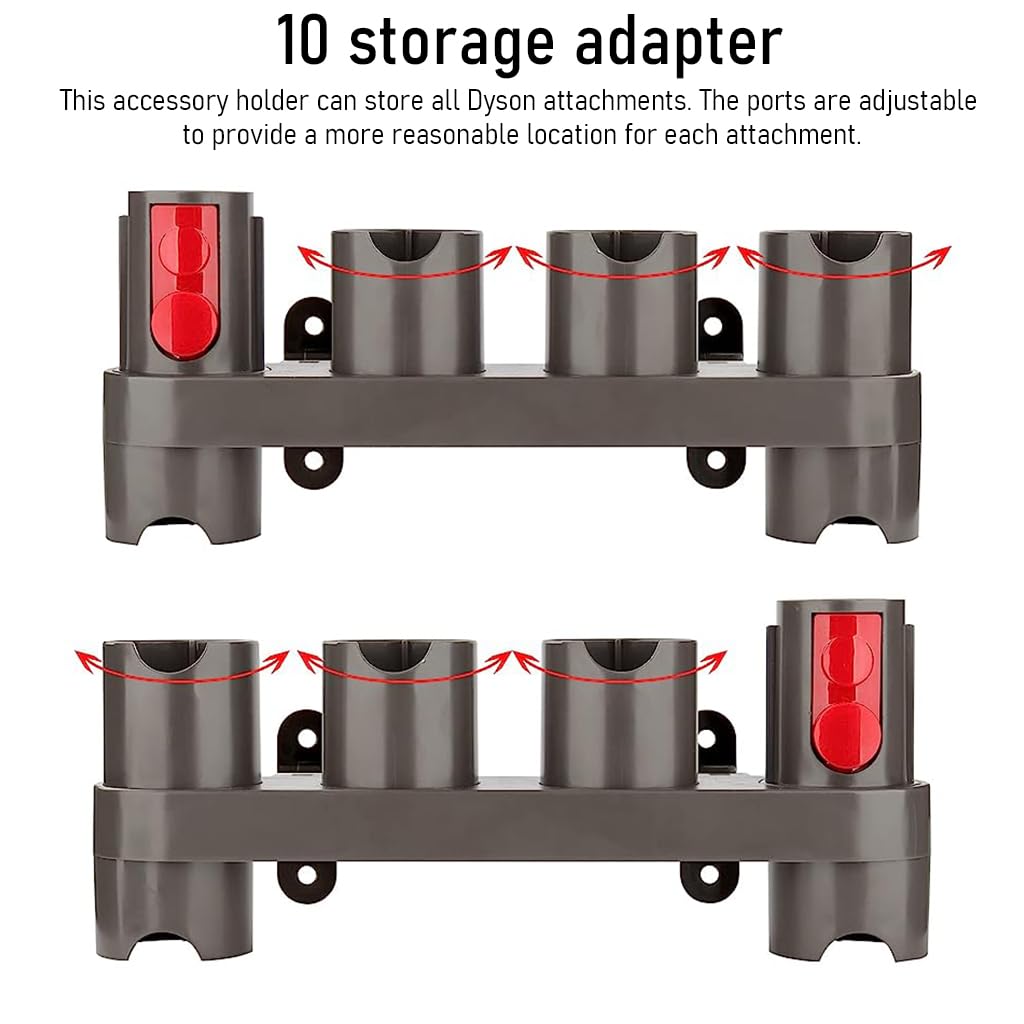 HASTHIP Wall Mounted Holder Organizer for Dyson V7–V15 with 10 Storage Adapters | ABS Accessory Mount Set