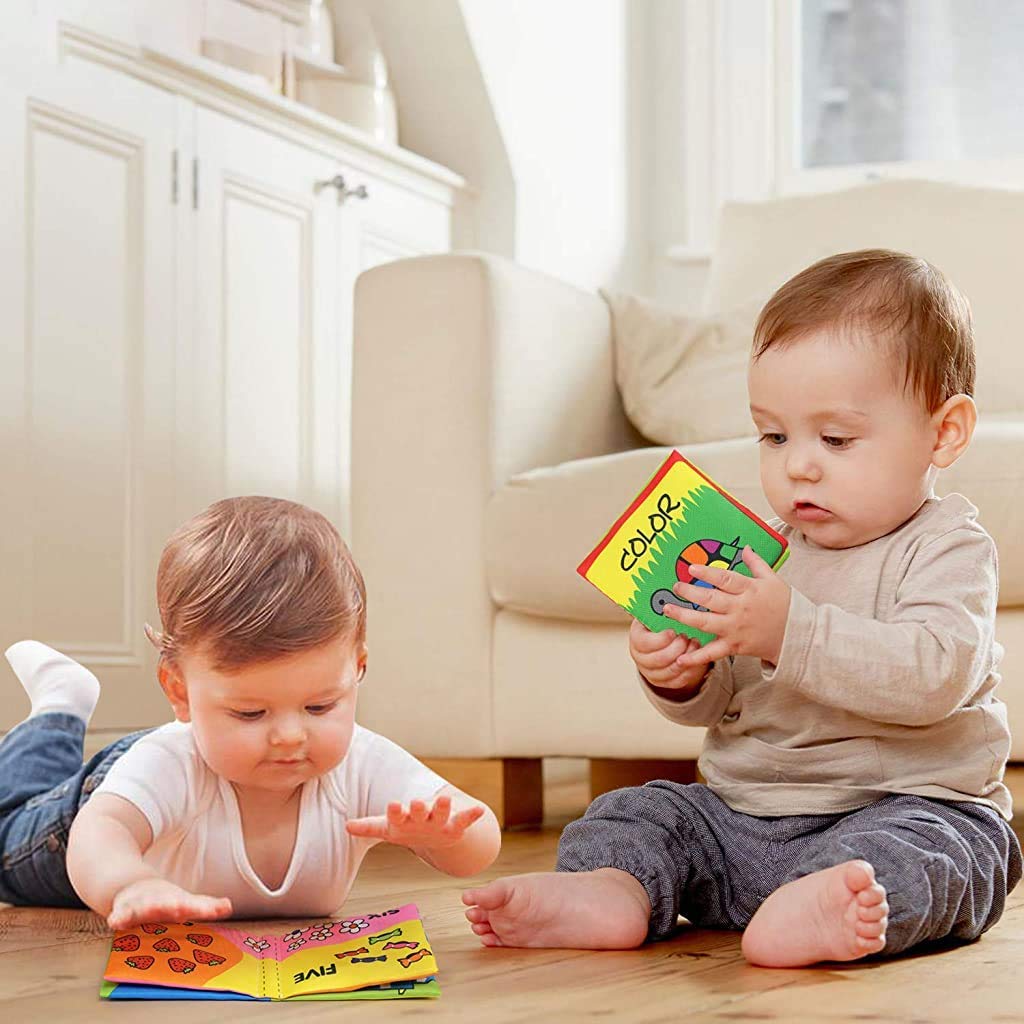 SNOWIE SOFT® 18PCS Soft Toys Books for 0 to 6 Month Baby Cloth Book Fit 6 to 12 Month Non-Toxic Early Educational Toy Built in Squeaky Waterproof Toddler Shower Gift