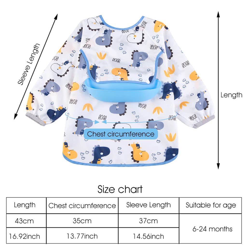 SNOWIE SOFT® Baby Apron Long Sleeve Bib Baby Girls Bib Waterproof EVA Long Sleeve Bib Fashion Red Dot Baby Bib Snap Button Closure Toddler Bib for DIY Crafting