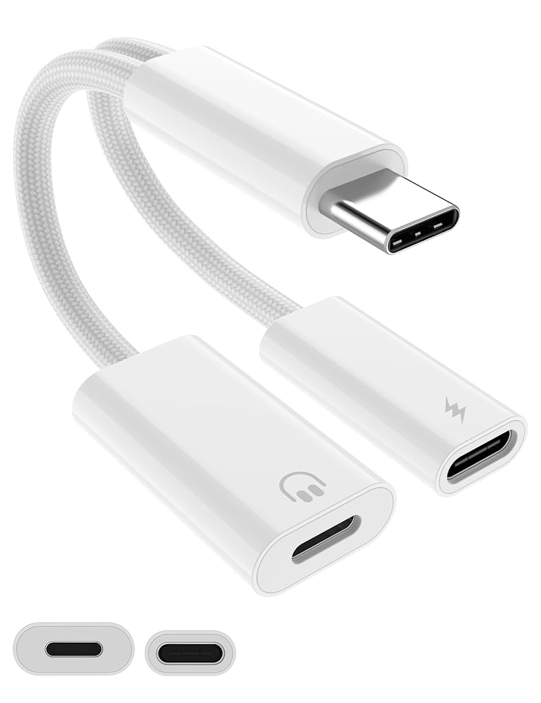 Verilux® Type C to Dual USB C Adapter,Audio and Charging Splitter with 2 Ports,Compatible with iPhone 15 Series and USB Devices for Simultaneous Music Fast Charging