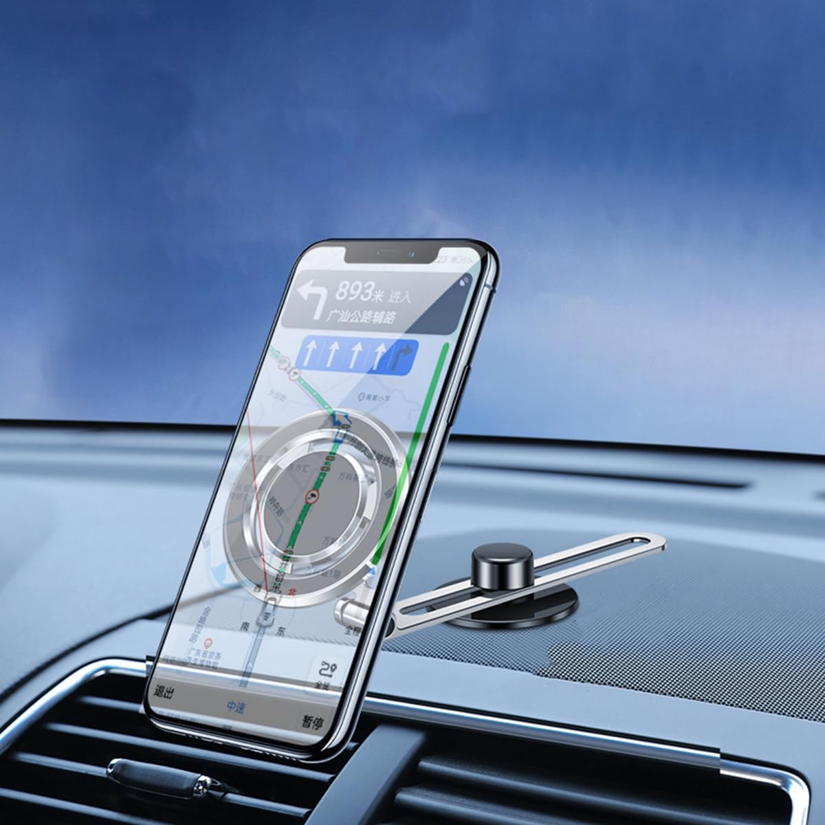 STHIRA Adjustable Magnetic Mobile Holder for Car Dashboard with 360 Rotation and Aviation Aluminum Build