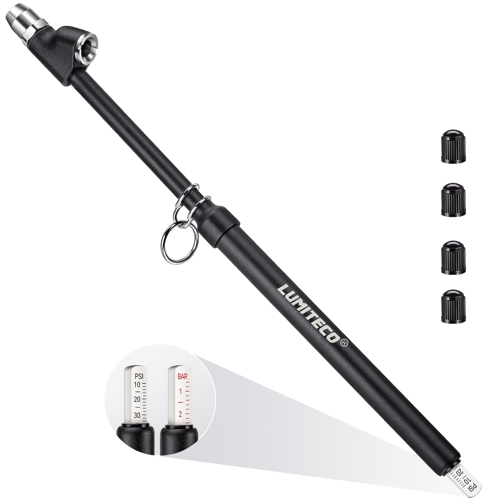 STHIRA® Dual-scale Pencil Tire Gauge, Tire Pressure Stick with Straight & 30 Degree Angled Chunk Head, Precise BAR/PSI Mechanical Tire Pressure Gauge for Cars, Motorcycles, and Bicycles