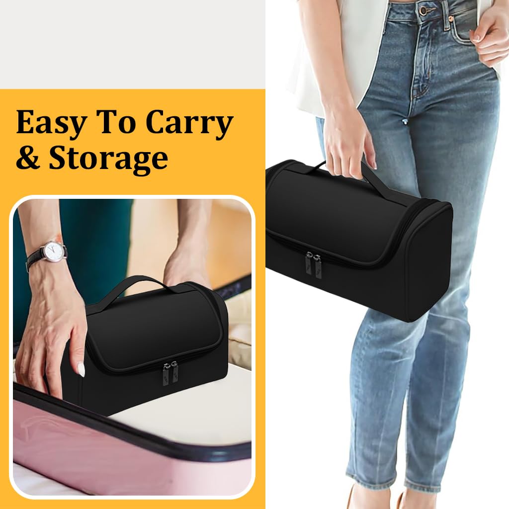 MAYCREATE Travel Storage Bag for Dyson Airwrap featuring 5 Compartments and Hanging Hook | PU Waterproof Organizer for Hair Styling Tools