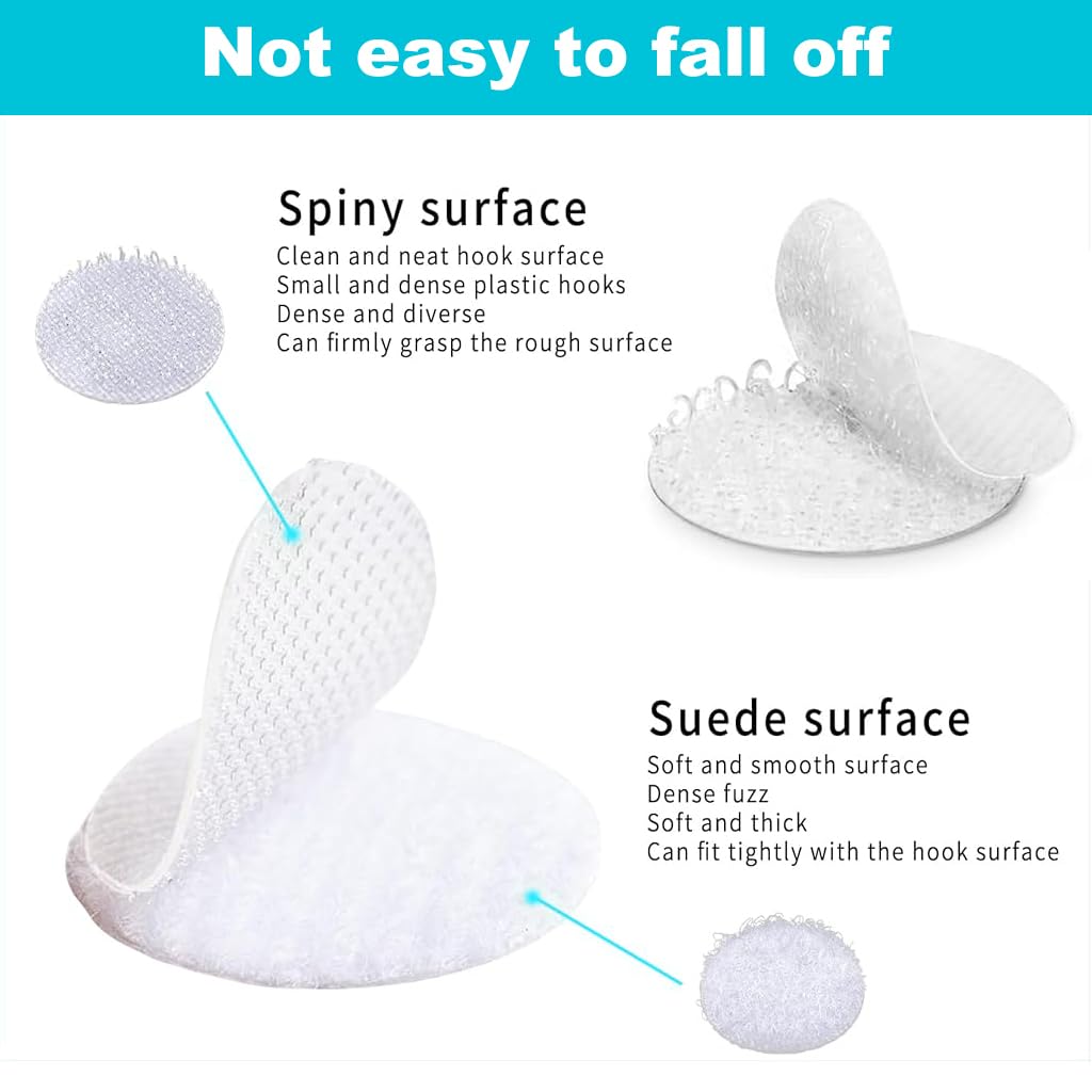 ZIBUYU Velcro Dots for Classroom and Home Projects with 200 Set 2cm Hook & Loop | White