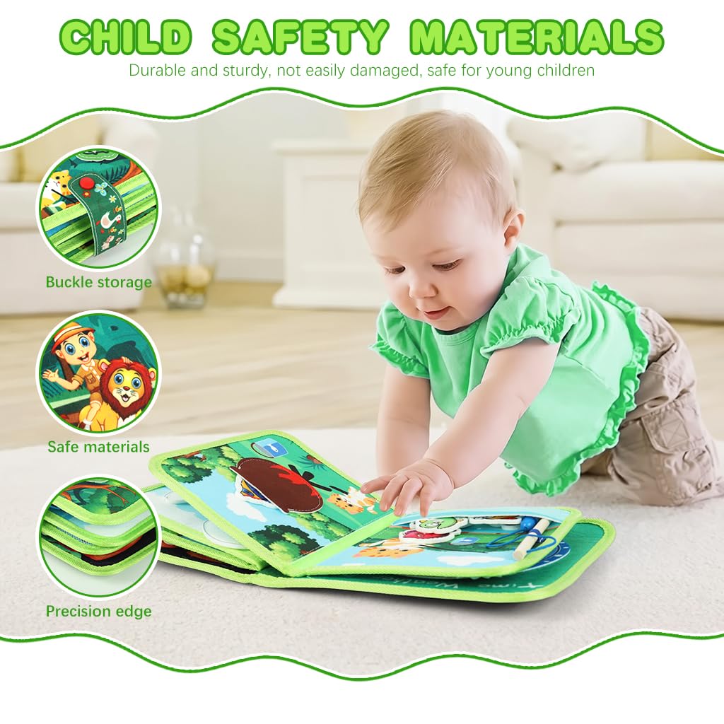 SNOWIE SOFT Busy Board for Toddlers featuring Forest Theme Felt Pages and Portable Travel Design | Montessori Sensory Toy for Kids 1–4