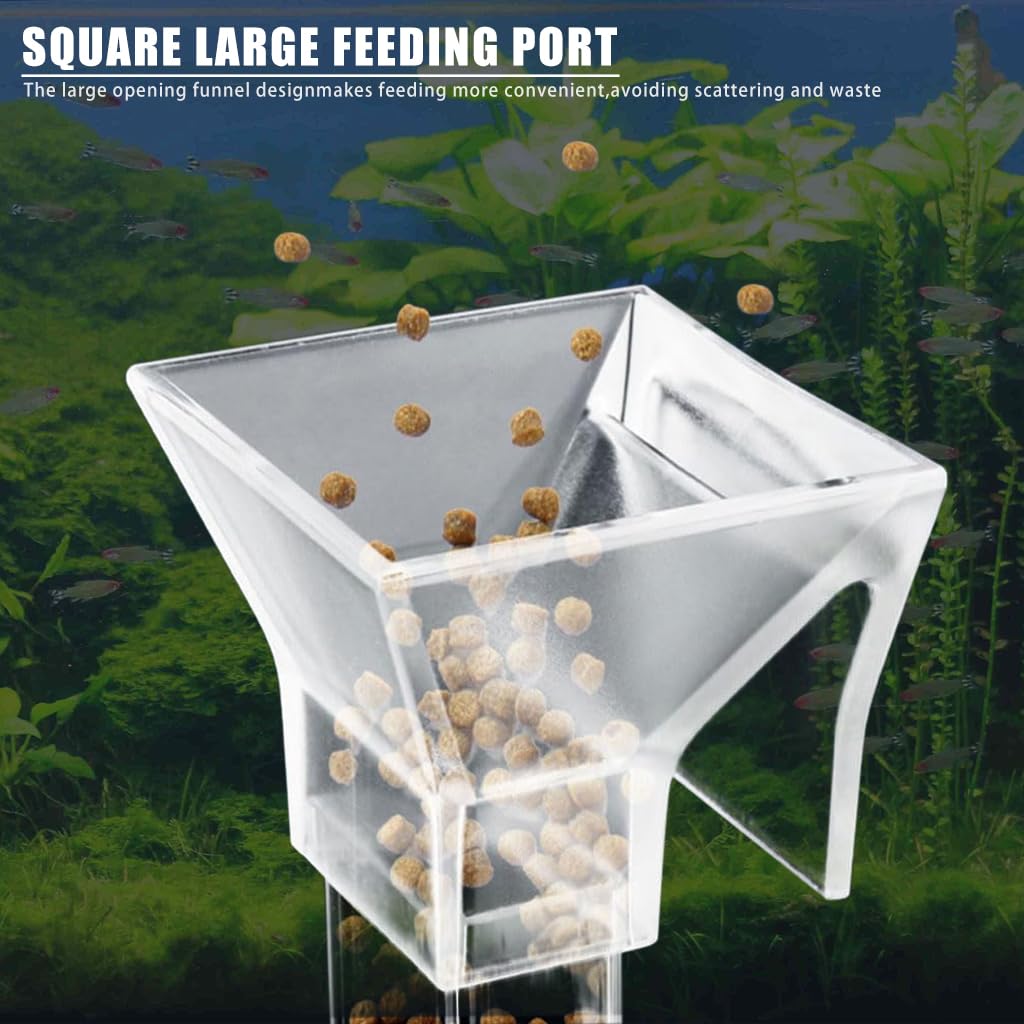 Qpets Automatic Fish Feeder for Aquariums with Adjustable Height and Suction Cup | 37.5 cm Food Tray