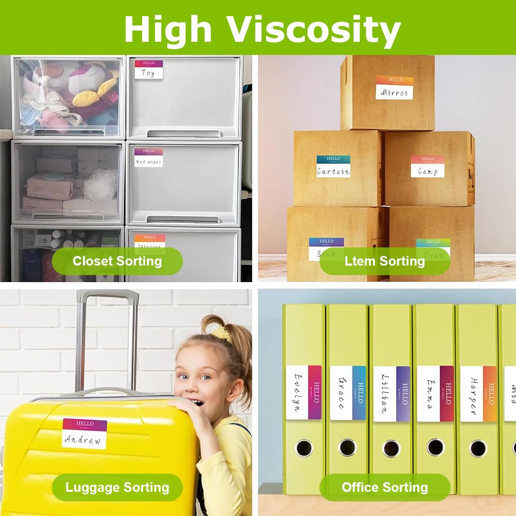 HASTHIP Name Label Stickers for Parties and Office with 180 pcs 3x2 in Smudge‑Free Paper | Rainbow Colors