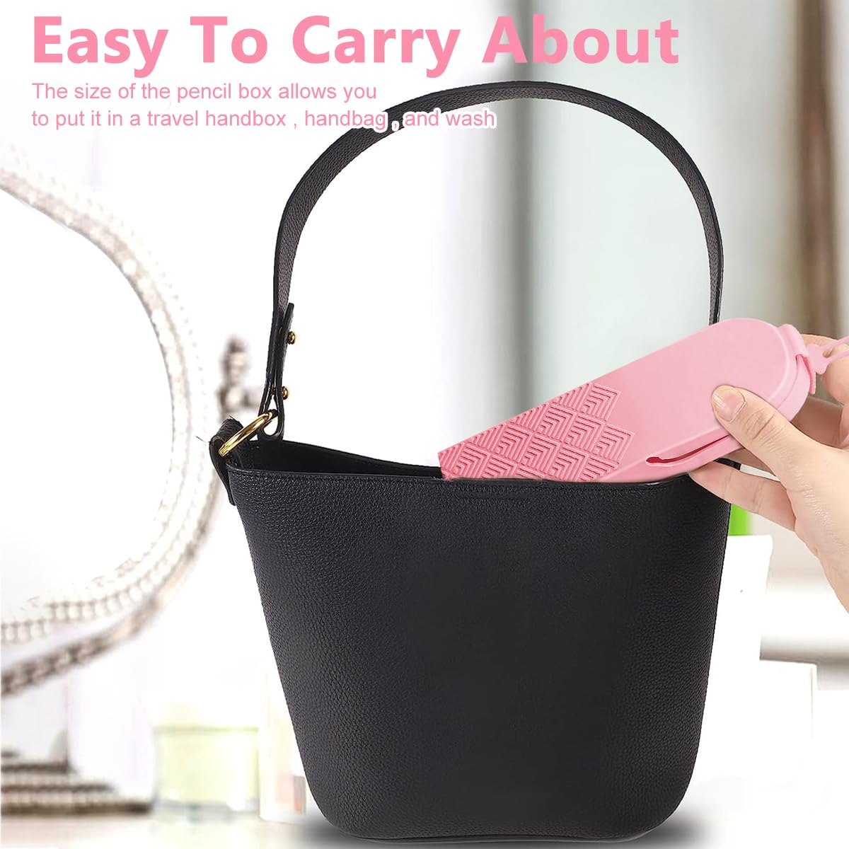 MAYCREATE Silicone Makeup Brush Holder for Travel with 32×8×4.5 cm Case and Cleaning Bristle