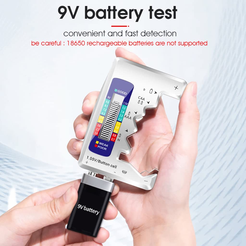 Serplex Battery Tester for AAA AA C D 9V and 1.5V Button Cells with LCD Display | Compact Portable Checker