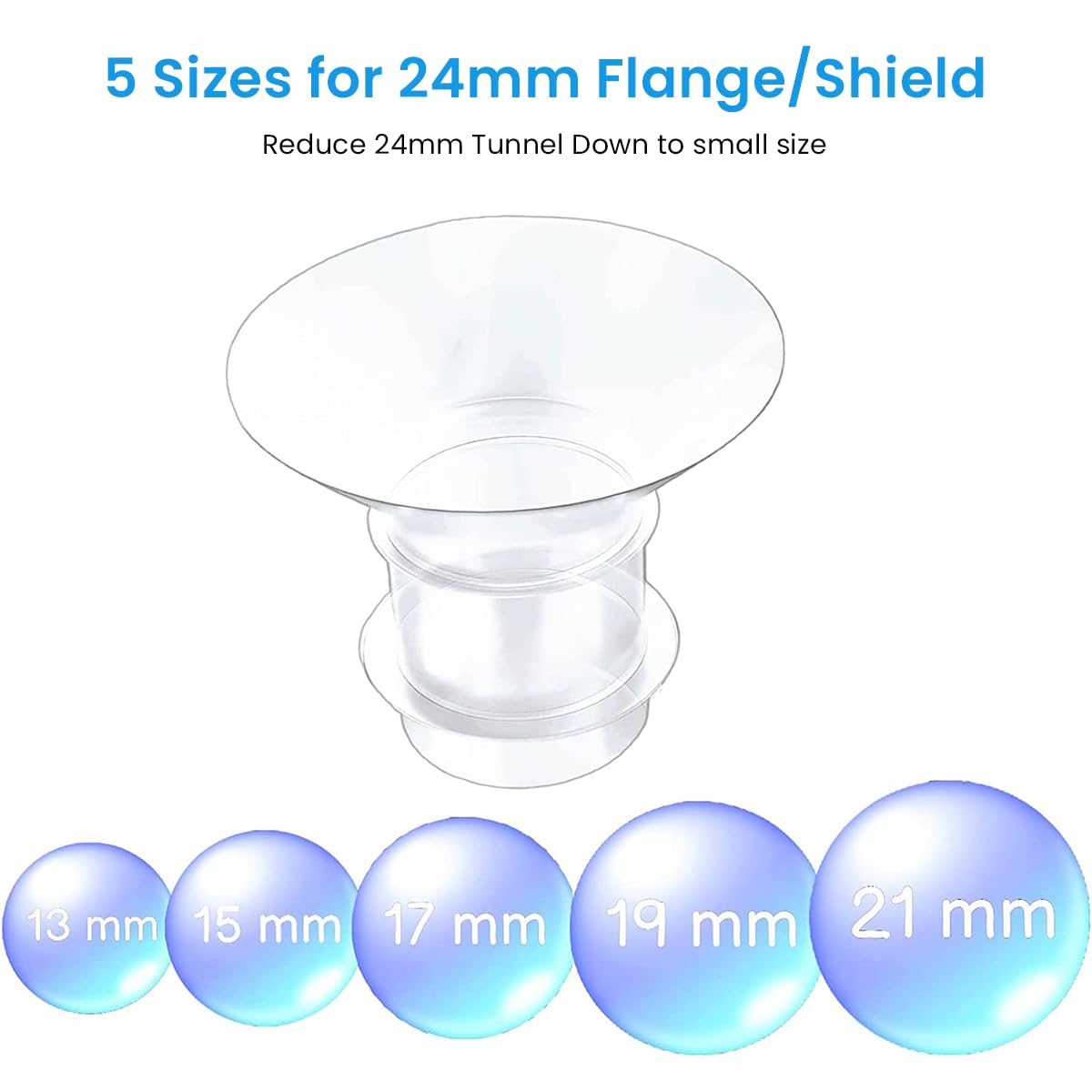 HASTHIP® 4pcs Breast Pump Accessories for Breast Pump, 19mm Flange Inserts Suit for Medela, Spectra 24mm Shields/Flanges, Breast Shields, Shaped Around You for Comfortable and Efficient Pumping