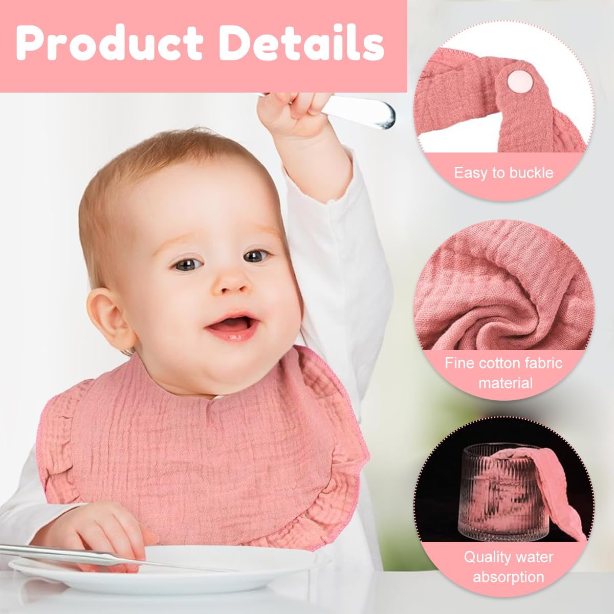 SNOWIE SOFT Baby Bibs for Newborn and Toddler Girls featuring Ruffle Edge & Soft Cotton