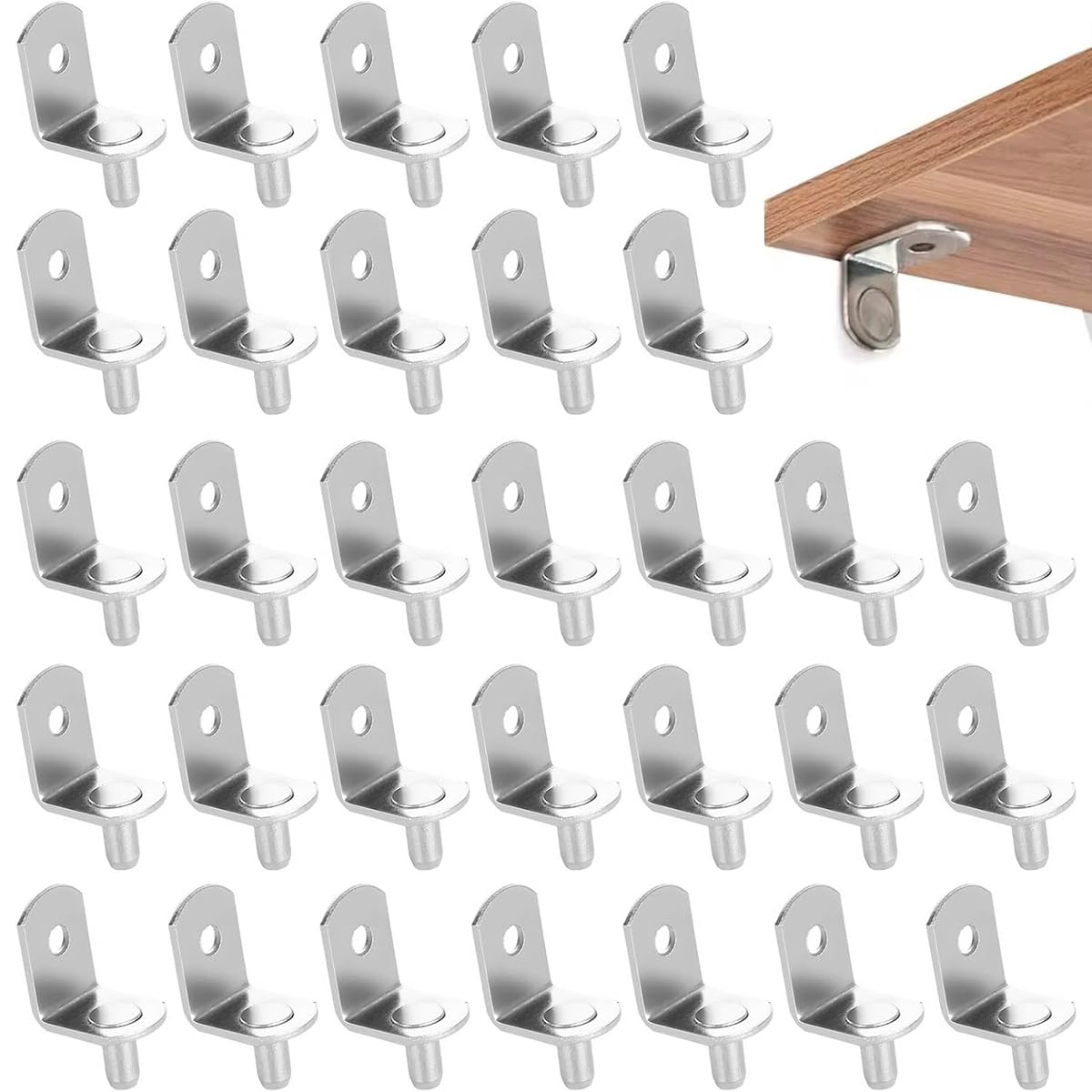 Serplex® 100Pcs L-Shaped Brackets Metal L-Shaped Brackets Shelf Brackets Hardware Wardrobe Accessories Screw Mounted Brackets Supports for Closet Shelf Wall Shelf Cabinet