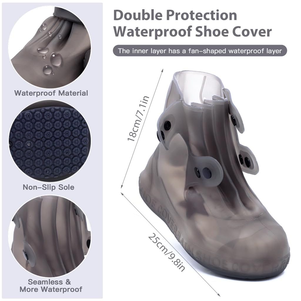 PALAY Silicone Shoe Covers for Rain with Double Breasted Snap Closure and TPE Sole | 2 PCS Size 4 5