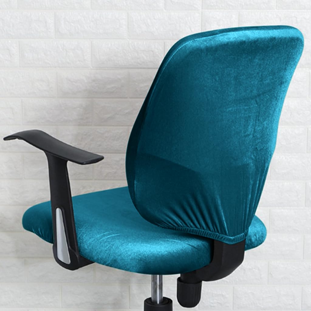 HASTHIP Seat Cover for Chair with 2 Piece Set featuring Elastic Edge Velvet Fabric Aqua Blue