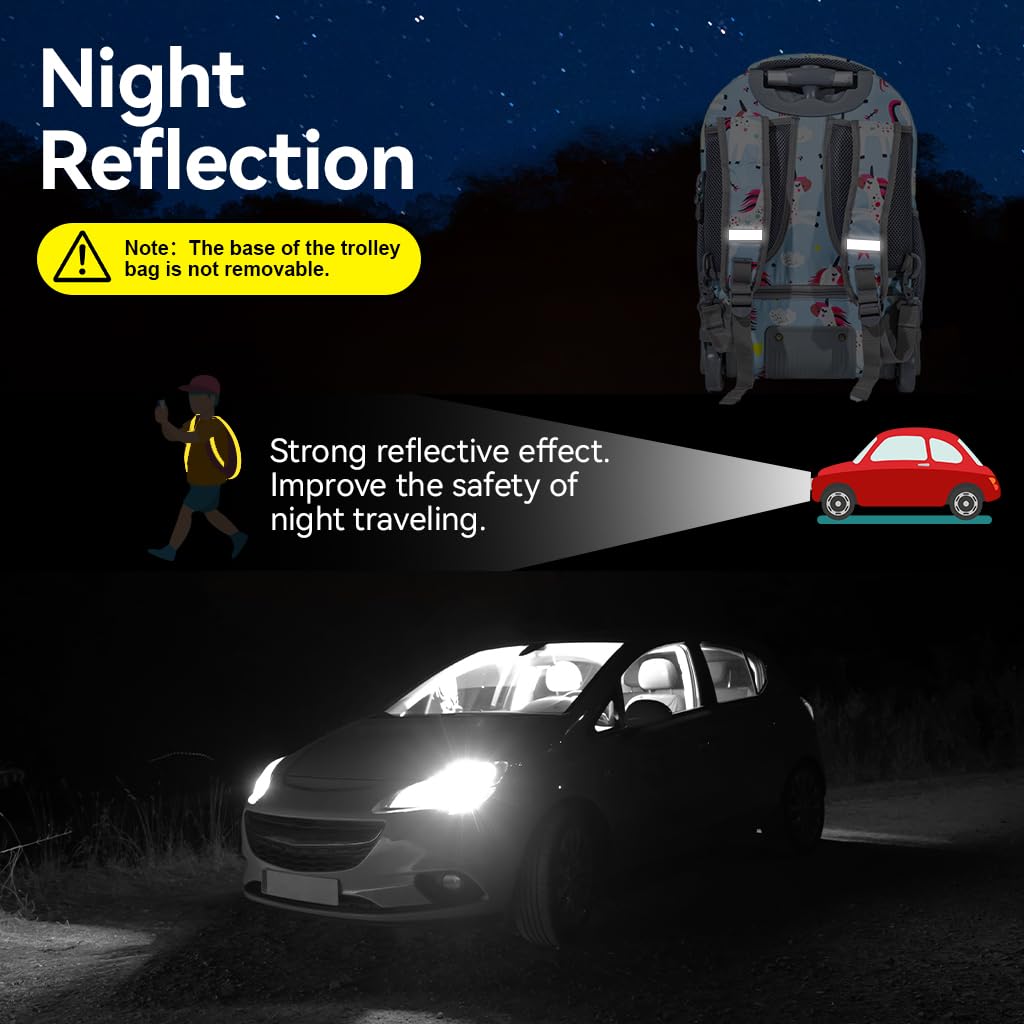 PALAY School Bag for Girls 18 in Backpack with Wheels featuring Retractable T-Bar Handle | Kids Travel and School Use